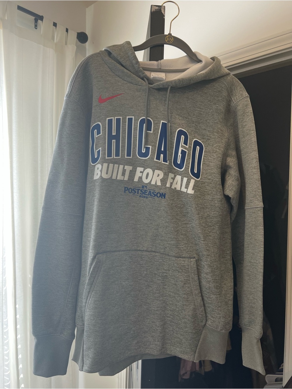 Nike Chicago Cubs 'Built For Fall' Gray Hooded Sweatshirt